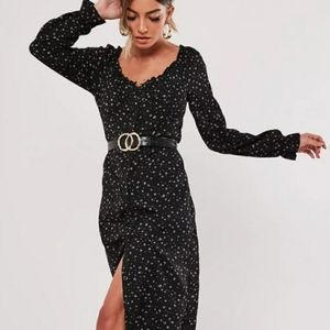 NWT Missguided Black Midi Dress-Size 6